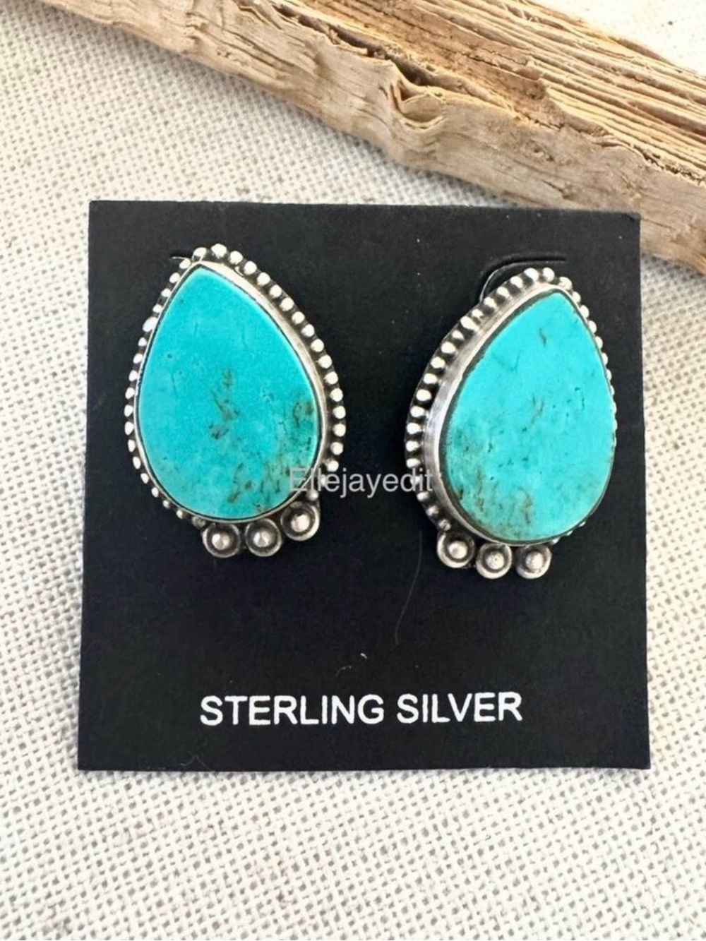 Ribbon Royston Turquoise Sterling Silver Teardrop Stud Earrings NWT